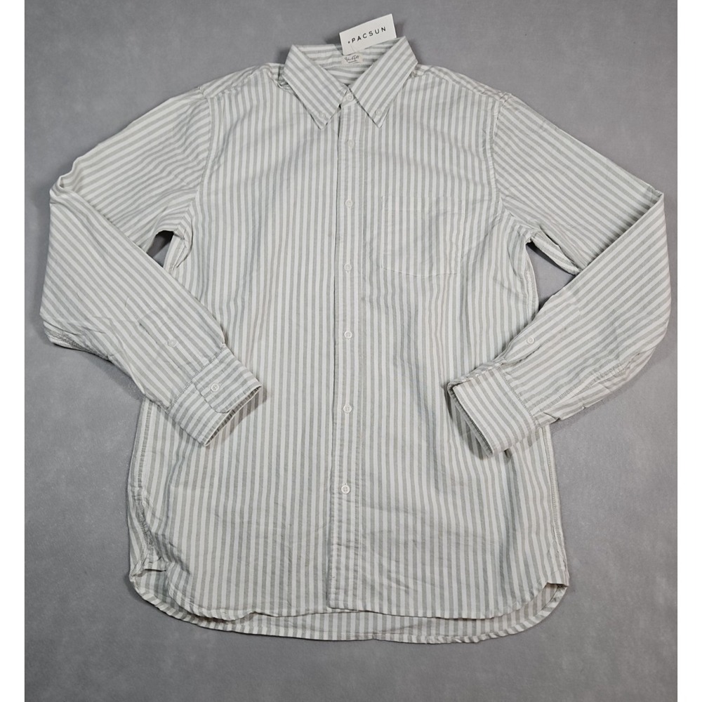John Galt Womens Gray White Striped Button Up Long Sleeve Shirt One‎ Size NWT